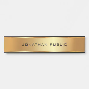 Stylish Your Custom Text Template Black & Gold Door Sign