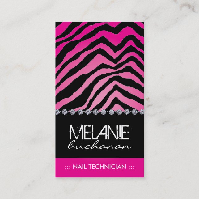 Stylish Zebra Print Business Card (Front)