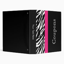 Stylish Zebra Stripe Monogram Three Ring Binders