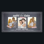 Stylishly Chalked 3 Photos Save The Date Cards<br><div class="desc">These chic and modern photo cards stylishly request your guests to save the date for your big day. Available in other colours (custom colour requests are welcome!).</div>