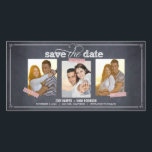 Stylishly Chalked 3 Photos Save The Date Cards<br><div class="desc">These chic and modern photo cards stylishly request your guests to save the date for your big day. Available in other colours (custom colour requests are welcome!).</div>
