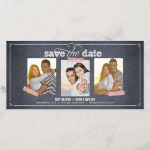 Stylishly Chalked 3 Photos Save The Date Cards