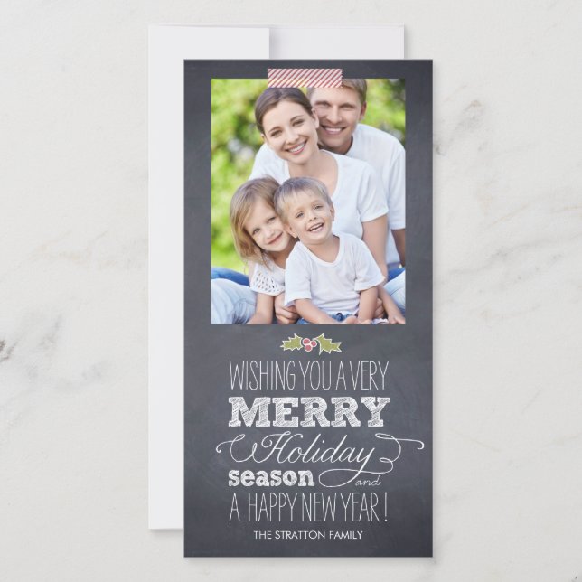 Stylishly Chalked Holiday Photo Card (Front)