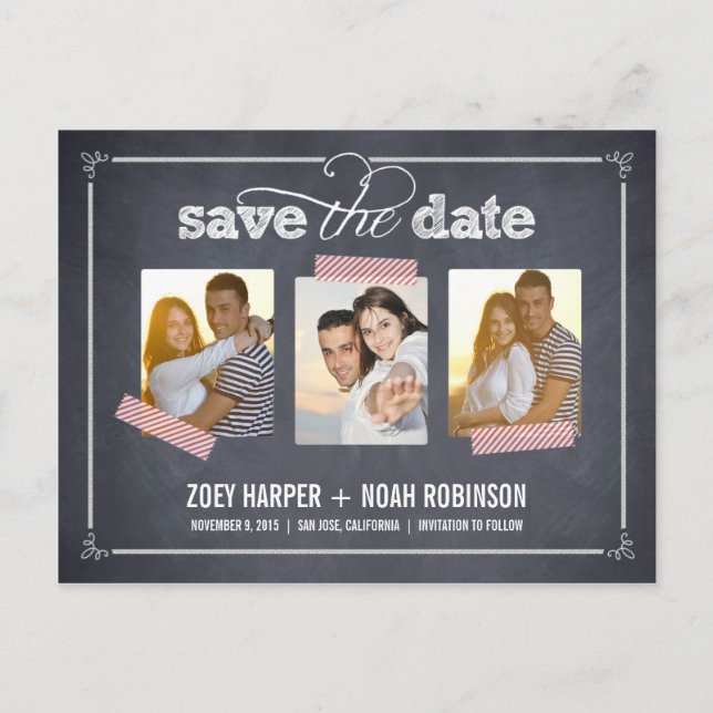 Stylishly Chalked - Save The Date Postcard (Front)