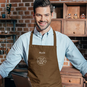 Stylishly Chic Brown Company Logo Protective Apron