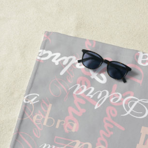 Stylishly Overlapped Name all-over-print Beach Towel