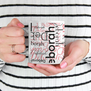 Stylishly Personalised Pink Black Mug for Her