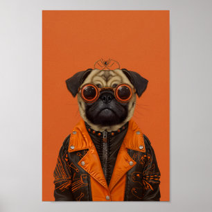 Stylishly Spooky Pug  Poster