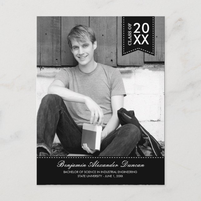 Stylishly Stitched Graduation Announcement /Invite (Front)