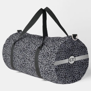 Stylishly Wild Personalised Grey & Black Leopard Duffle Bag