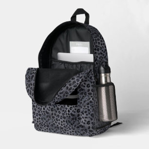 Stylishly Wild Personalised Grey & Black Leopard Printed Backpack