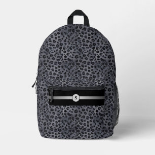 Stylishly Wild Personalised Grey & Black Leopard Printed Backpack