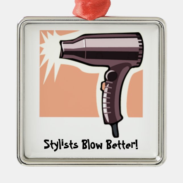 Stylist Blow (customisable) Metal Tree Decoration (Front)