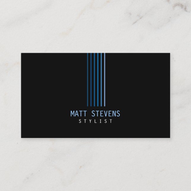 Stylist Business Card Blue Beams (Front)