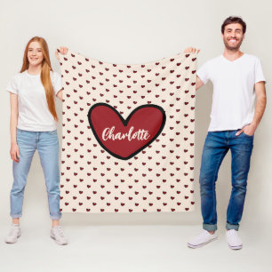 Stylist Cute Heart Pattern Monogram Personalised Fleece Blanket