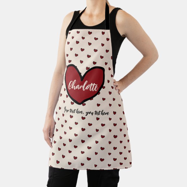 Stylist Cute Heart Pattern Monogram template Apron (Insitu)