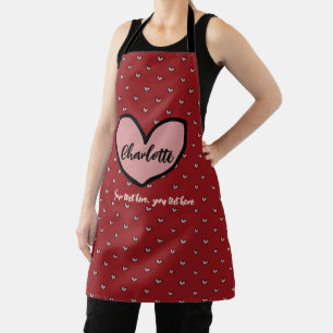 Stylist Cute Heart Pattern Monogram template Apron