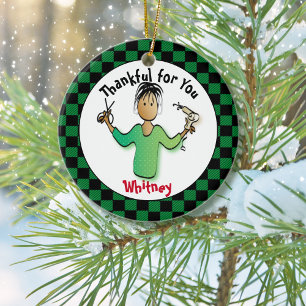 Stylist Gift Idea - Hairdresser Custom Present Ceramic Tree Decoration