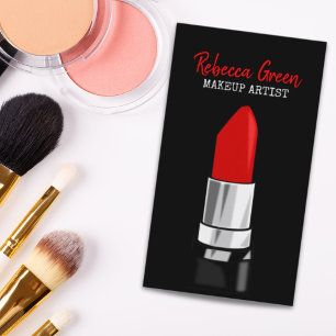 stylist makeup artist cosmetologist red lipstick business card