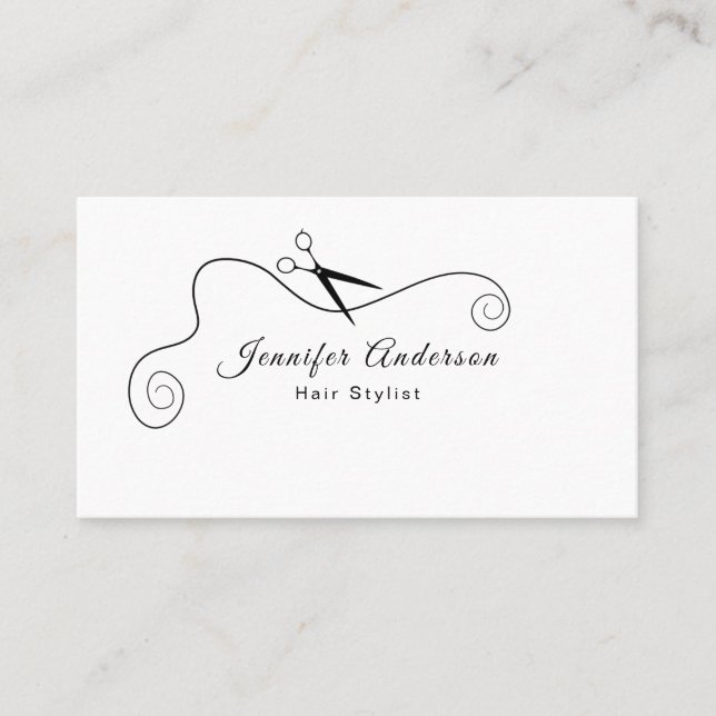 Stylist Scissors Black and White Business Card (Front)
