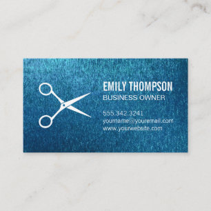 Stylist   Shears   Blue Texture Background Business Card