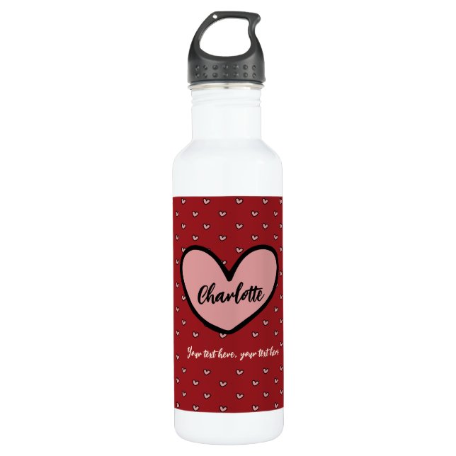 Stylist Sweet Heart Personalised gifts template  710 Ml Water Bottle (Front)