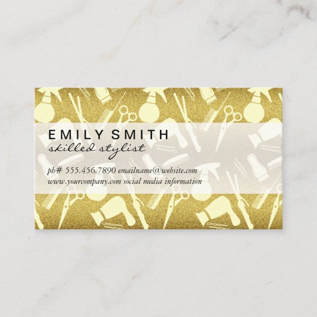 Stylist Tools Gold Glitter Lux Business Card (Front)