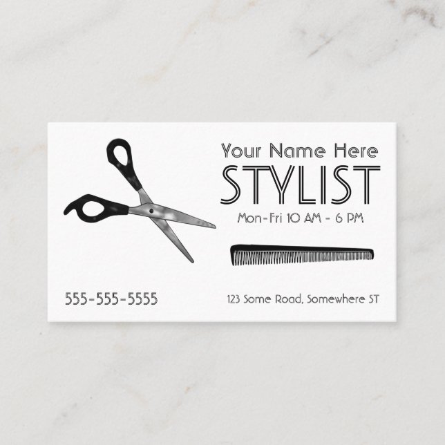 Stylist White Appointment Business Card (Front)
