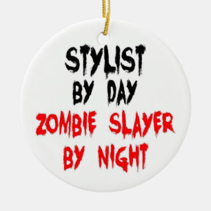 Stylist Zombie Slayer Ceramic Tree Decoration