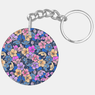 Stylistic Floral Pattern 46 Key Ring