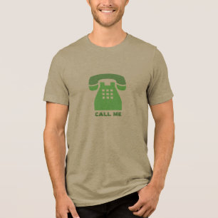 Stylistic Iconic Green Phone Call Me all Colours Tri-Blend Shirt