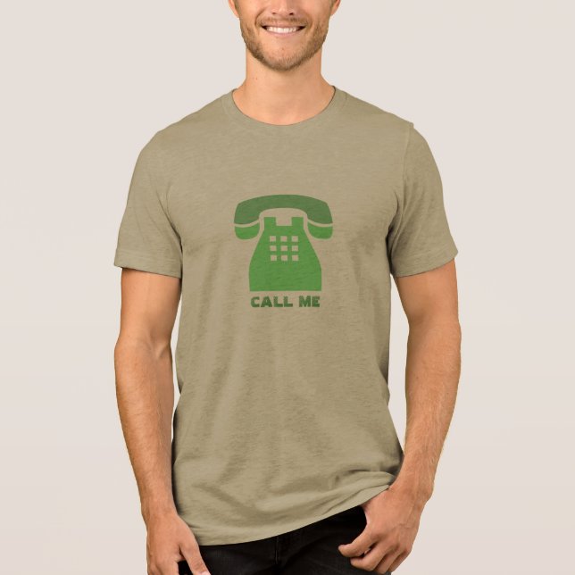 Stylistic Iconic Green Phone Call Me all Colours Tri-Blend Shirt (Front)