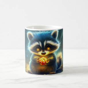 stylized and cute raccoon coffee mug
