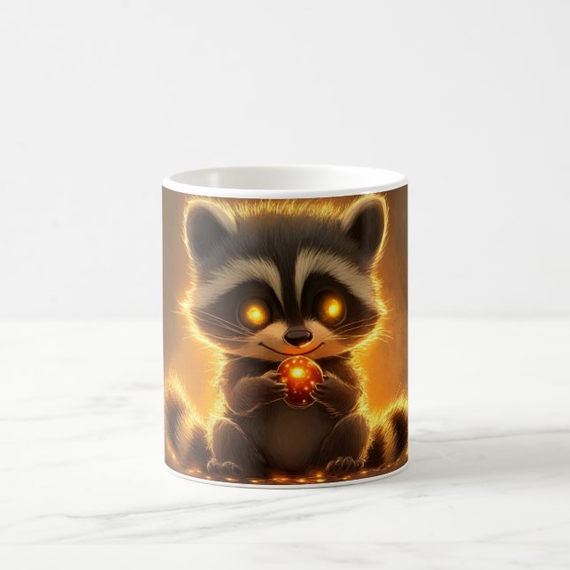 stylized and cute raccoon coffee mug (Center)