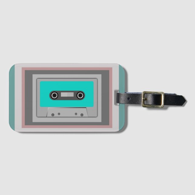 STYLIZED AUDIO CASSETTE TAPE LUGGAGE TAG (Front Horizontal)