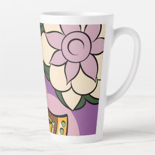 Stylized Axe and Flower Design Latte Mug