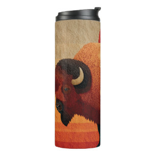 Stylized Bison with Native American Patterns Thermal Tumbler