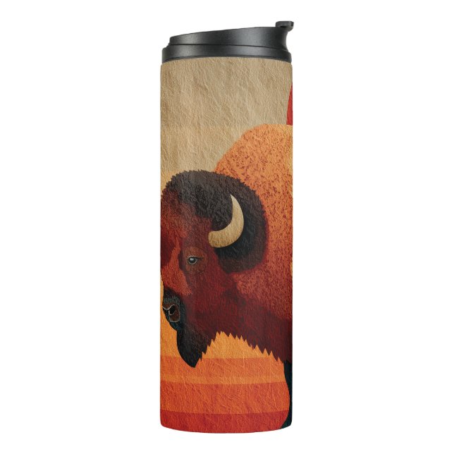 Stylized Bison with Native American Patterns  Thermal Tumbler (Rotated Left)