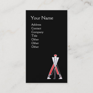 STYLIZED BLACK RED GOLFER,GOLF INSTRUCTOR MONOGRAM BUSINESS CARD