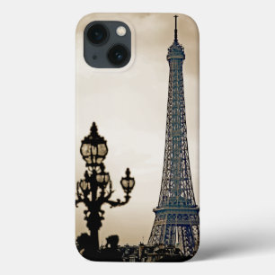 Stylized Black & white image of the Eiffel Tower iPhone 13 Case