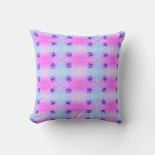 Stylized Blue Daisy Flower Cushion Throw Pillow