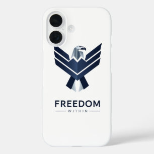 Stylized Blue Eagle "Freedom Within" iPhone 16 Case