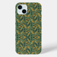 Stylized botanical orange and black floral pattern