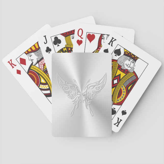 Stylized Butterfly Round Tail, Embossed-effect Playing Cards (Back)