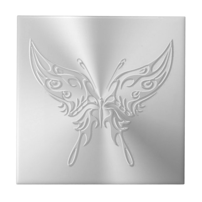 Stylized Butterfly Round Tail, Embossed-effect Tile (Front)