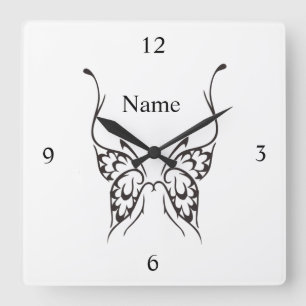 Stylized Butterfly Tattoo Thunder_Cove Square Wall Clock