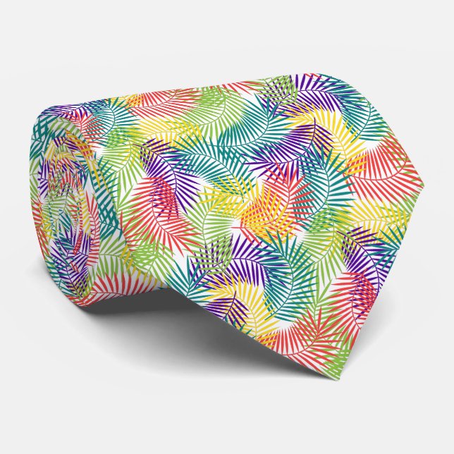 Stylized Coconut Leafs Seamless Pattern Tie (Rolled)