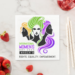 Stylized Colorful Trio of Women IWD 2025 Napkin