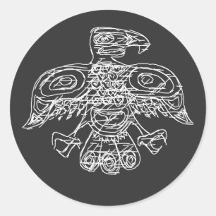 stylized doodle of native american bird classic round sticker