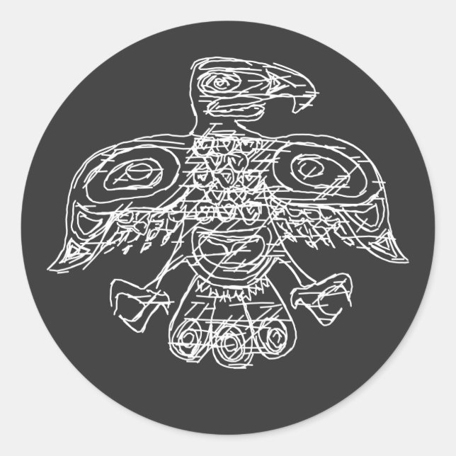  stylized doodle of native american bird  classic round sticker (Front)